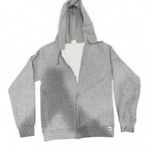 Russell Athletic Gray and White Zip-Up Hoodie